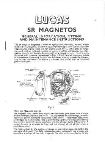 Lucas Magnetos SR Range Operators Manual