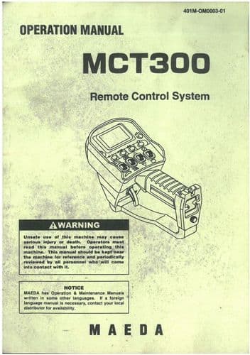 Maeda Mini Spider Crane Remote Control System MCT300 Operators Manual
