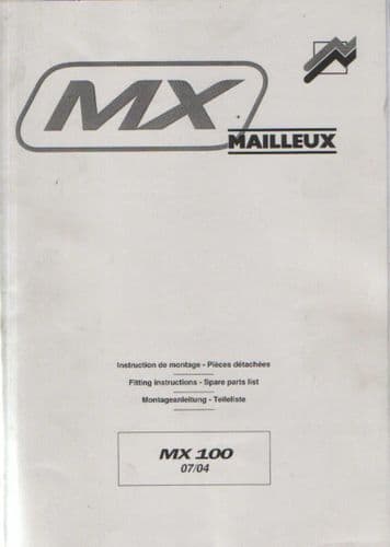 Mailleux Loader MX100 Fitting Instructions Manual with Parts List