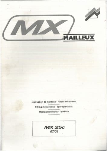 Mailleux Loader MX20C MX25C MX30C Fitting Instructions Manual with Parts List
