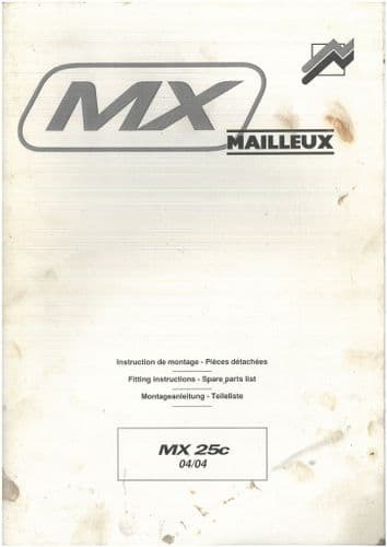 Mailleux Loader MX20C MX25C MX30C Fitting Instructions Manual with Parts List - ORIGINAL