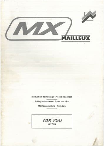 Mailleux Loader MX75U  - Parts Manual - ORIGINAL