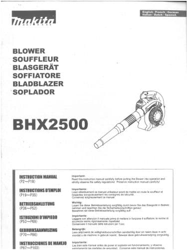 Makita Petrol Leaf Blower BHX2500 Operators Manual