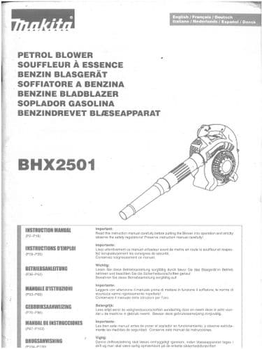Makita Petrol Leaf Blower BHX2501 Operators Manual - ORIGINAL