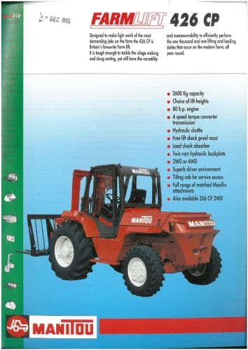 Manitou Farm Lift Forklift 426CP Brochure