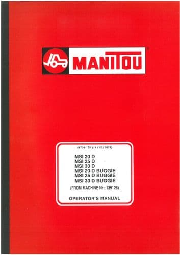 Manitou Forklift MSI20D MSI25D MSI30D Buggie Operators Manual - MSI 20 25 30 D
