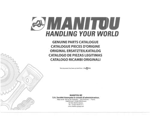 Manitou Forklift Truck MVT 1230LS 123SL 1330SL 1330L Parts Manual