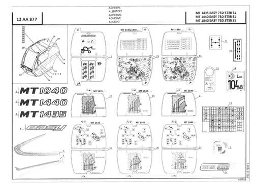 Manitou Maniscopic Telescopic Handler MT1840 MT1440 MT1435 Easy 75D ST3B S1 Parts Manual