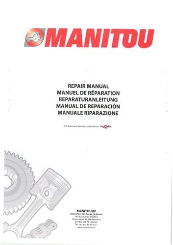 Manitou Telescopic Handler BT420 BT425 Serie 3 E2 Workshop Service Manual BT420 425