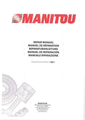 Manitou Telescopic Handler MHT10225 Workshop Service Manual MHT 10225
