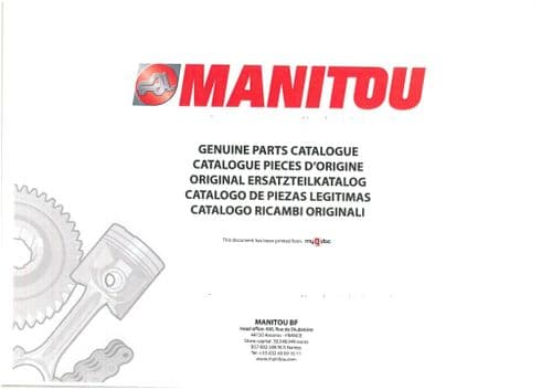 Manitou Telescopic Handler MHT10225L Evolution Parts Manual MHT 10225 L