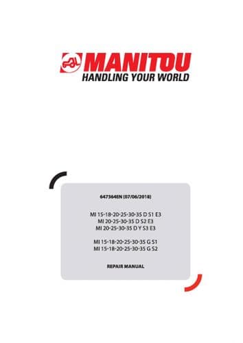 Manitou Telescopic Handler MI15D MI18D MI20D MI25D MI30D MI35D MI20 MI25 MI30 MI35 Workshop Service