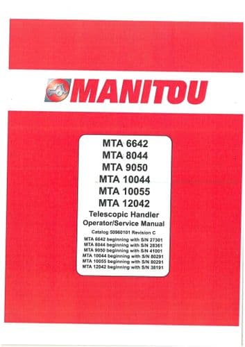 Manitou Telescopic Handler MTA10044 MTA10055 MTA12042 Workshop Service Manual MTA 10044 10055 12042