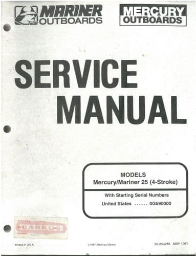 Mariner Mercury Outboards  25 (4-Stroke)  Workshop Service Manual