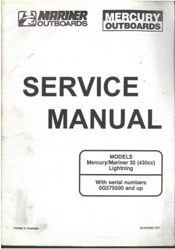 Mariner Mercury Outboards 30 (430cc) Lightning Service Manual