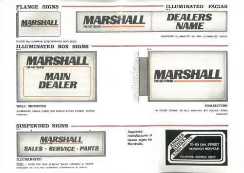 Marshall Tractor Dealer Signs Brochure - Anglia Signs & Displays Ltd