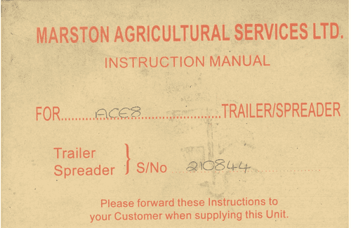 Marston Trailer ACE8 Operators Manual