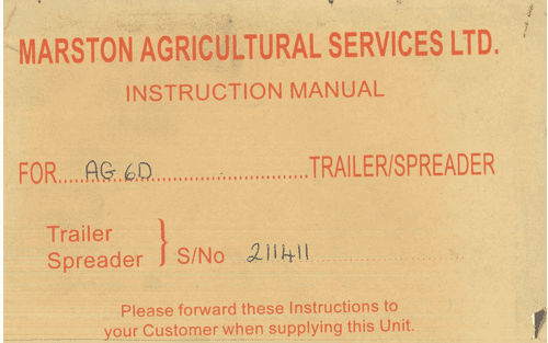 Marston Trailer AG6D Operators Manual