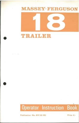 Massey Ferguson 18 Trailer Operators Manual
