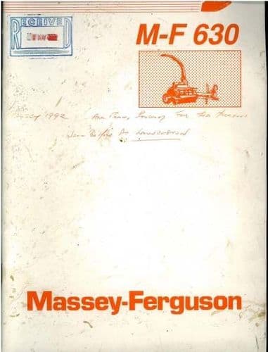 Massey Ferguson 630 Forage Harvester Operators Manual - MF630