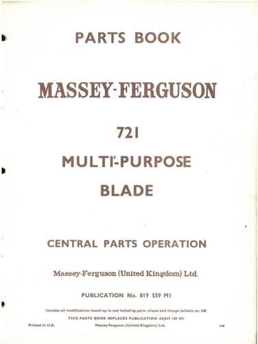 Massey Ferguson 721 Multi Purpose Blade Parts Manual - MF721