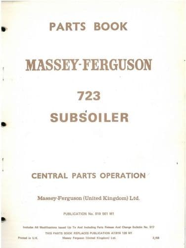 Massey Ferguson 723 Subsoiler Parts Manual - MF723