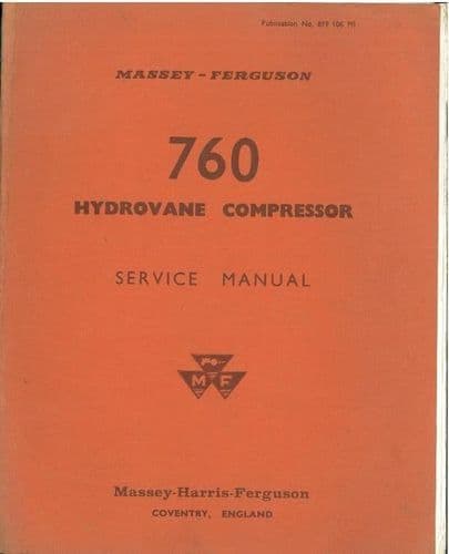 Massey Ferguson 760 Hydrovane Compressor Service Manual - MF760