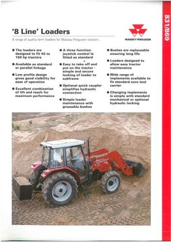 Massey Ferguson '8 Line Loaders - 831/869  Brochure