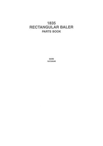 Massey Ferguson Agco Retangular Baler MF1835 Parts Manual