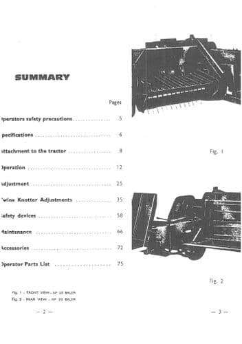 Massey Ferguson Baler MF15 & MF20 with Rollers Operators Manual