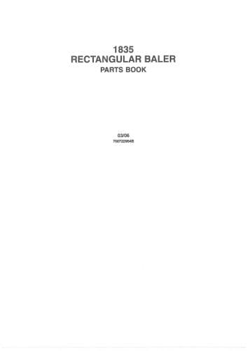 Massey Ferguson Baler MF1835 Parts Manual - MF 1835