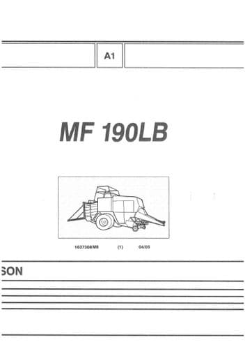 Massey Ferguson Baler MF190LB Parts Manual
