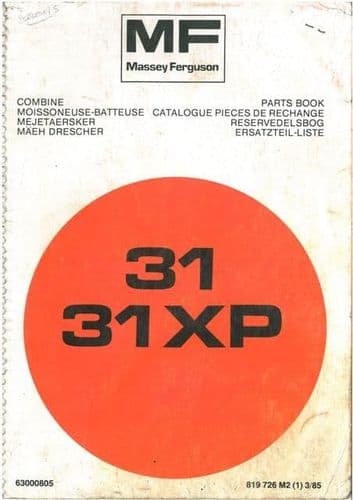 Massey Ferguson Combine MF31 & MF31XP Parts Manual - 31 XP 31XP