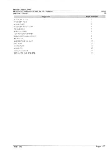 Massey Ferguson Combine MF520 MF525 Parts Manual