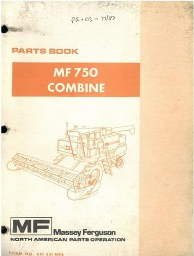 Massey Ferguson Combine MF750 Parts Manual - MF 750