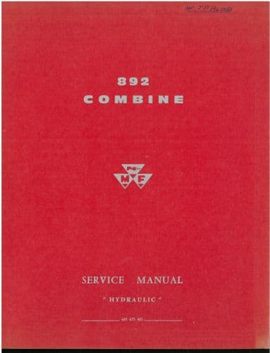 Massey Ferguson Combine MF892 Hydraulic System Service Manual