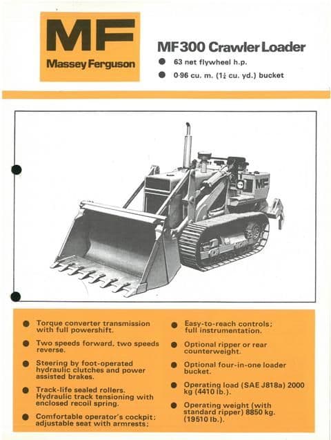Mf300 Engine Massey Ferguson Crawler Loader MF300 Brochure - EVK1