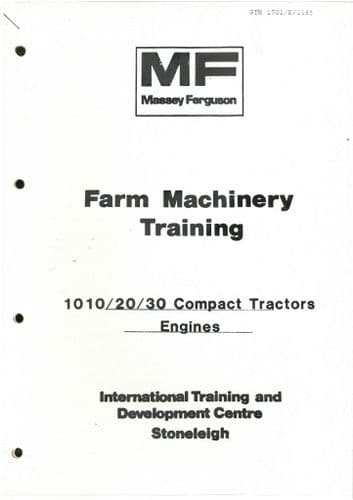 Massey Ferguson Farm Machinery MF1010 MF1020 MF1030 Training Manual