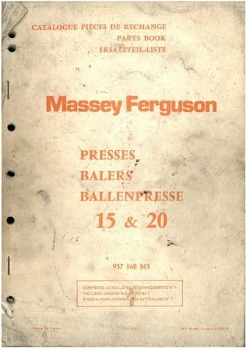 Massey Ferguson MF15 MF20 Baler Parts Manual - MF 15 20