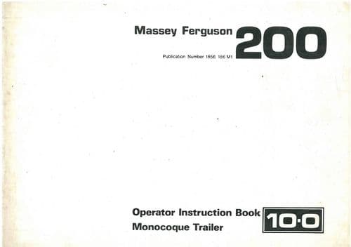 Massey Ferguson MF200 10.0 Monocoque Trailer Operators Manual - MF 200