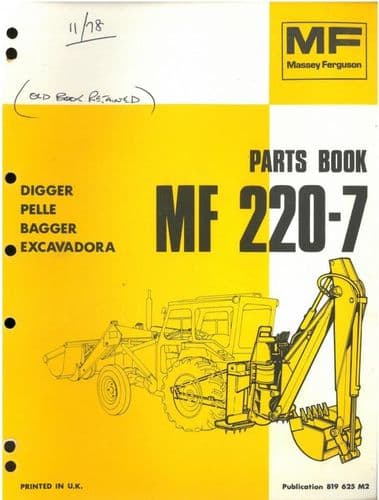 Massey Ferguson MF220-7 Digger, Backhoe, Excavator Parts Manual - MF 220-7