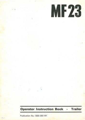 Massey Ferguson MF23 Trailer Operators Manual - MF 23