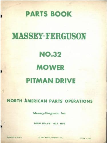 Massey Ferguson MF32 Mower Pitman Drive Parts Manual - MF 32