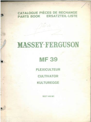 Massey Ferguson MF39 Cultivator Parts Manual - MF 39