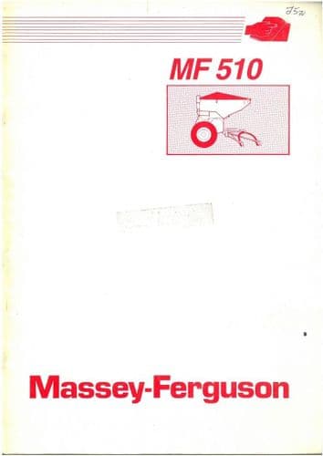 Massey Ferguson MF510 Seed Drill Operators Manual - MF 510