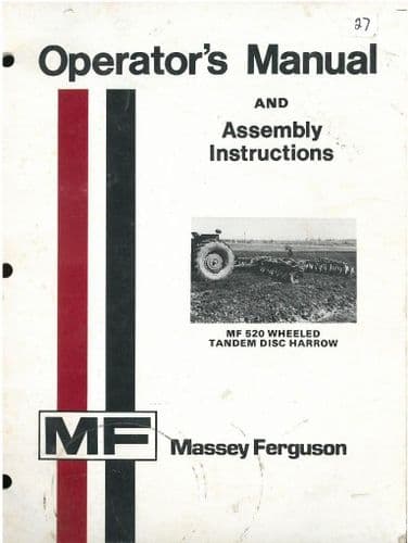 Massey Ferguson MF520 Disc Harrow Operators Manual - MF 520