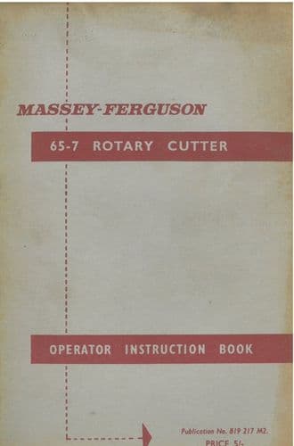Massey Ferguson MF65-7 Rotary Cutter Operators Manual & Parts List - MF 65-7