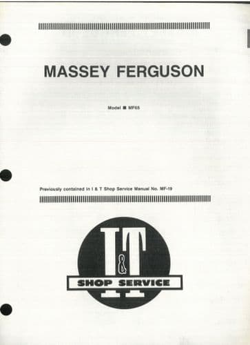 Massey Ferguson MF65 Tractor I&T  Workshop Service Manual