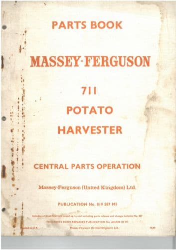 Massey Ferguson MF711 Potato Harvester Parts Manual - MF 711