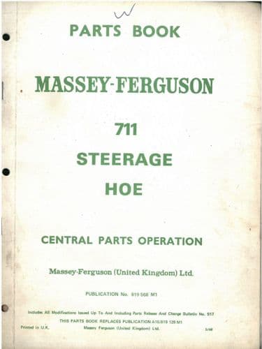 Massey Ferguson MF711 Steerage Hoe Parts Manual - MF 711